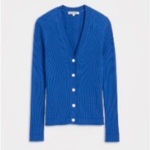 Alex Mill V-Neck Ribbed Cardigan - Cosmic Blue